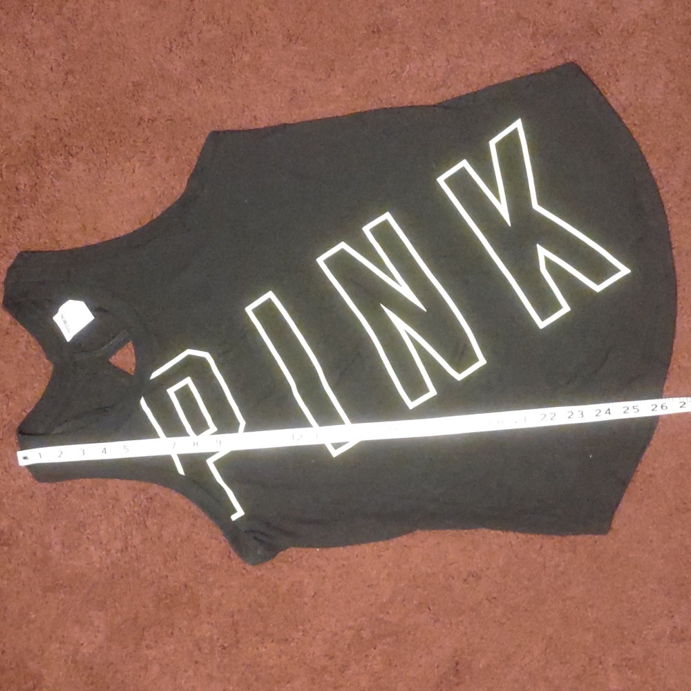 "Pink Victoria's Secret" brand. Florescent yellow logo. Black tank. Size XS. - Picture 6 of 6